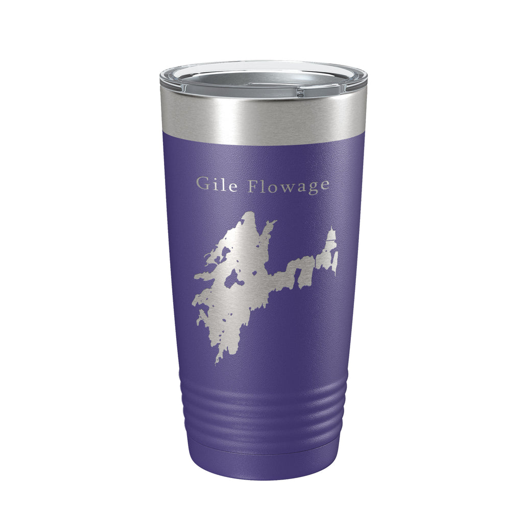 Gile Flowage Tumbler Lake Map Travel Mug Insulated Laser Engraved Coffee Cup Wisconsin 20 oz