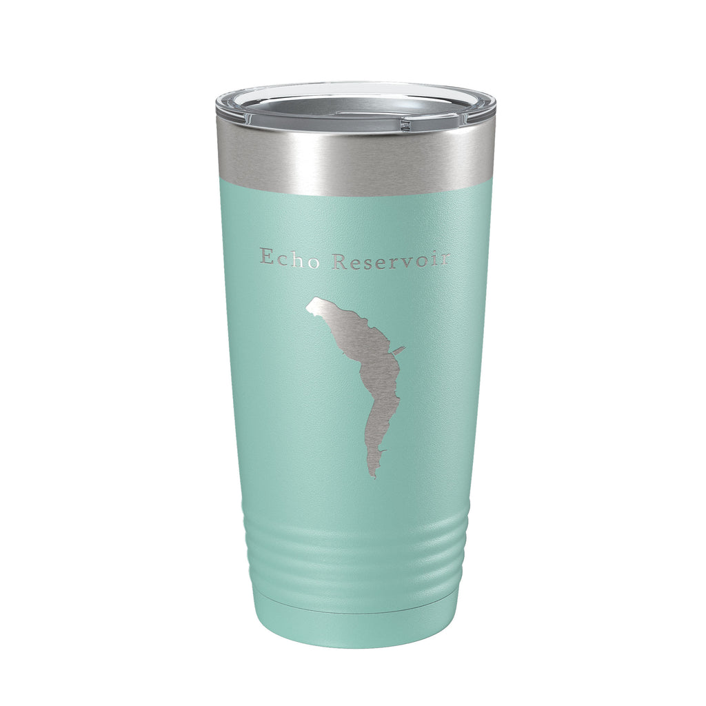 Echo Reservoir Tumbler Lake Map Travel Mug Insulated Laser Engraved Coffee Cup Utah 20 oz