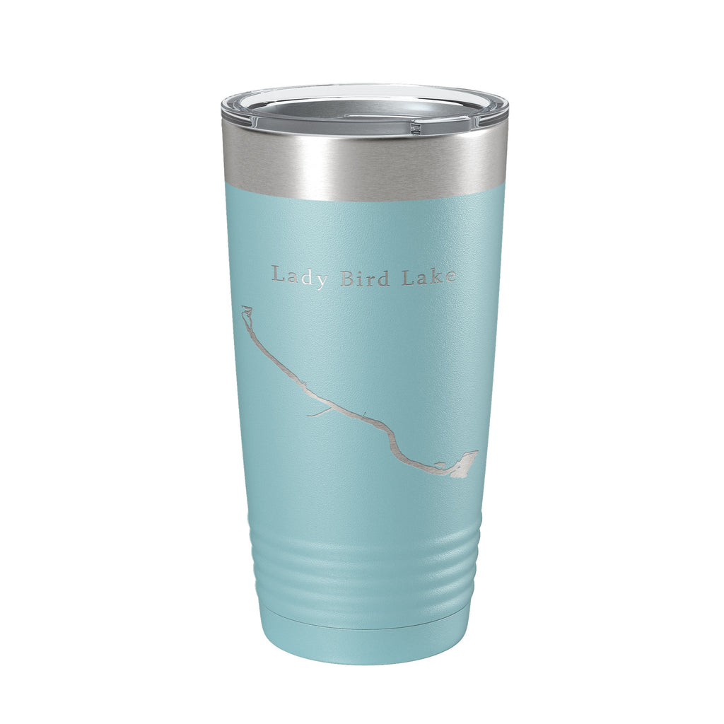 Lady Bird Lake Map Tumbler Travel Mug Insulated Laser Engraved Coffee Cup Austin Texas 20 oz