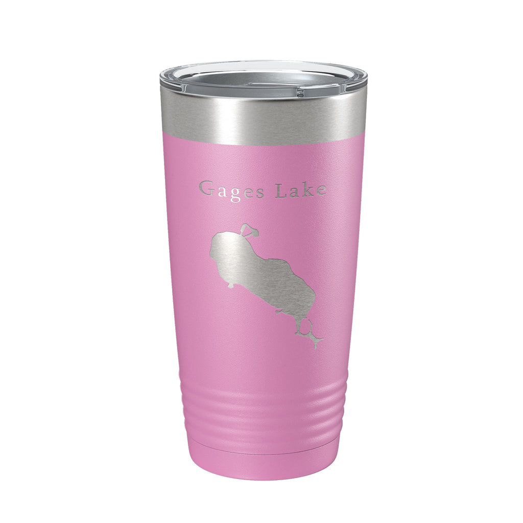 Gages Lake Map Tumbler Travel Mug Insulated Laser Engraved Coffee Cup Illinois 20 oz