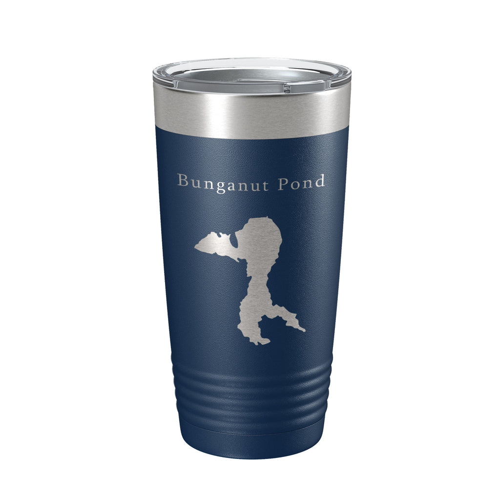 Bunganut Pond Tumbler Lake Map Travel Mug Insulated Laser Engraved Coffee Cup Maine 20 oz