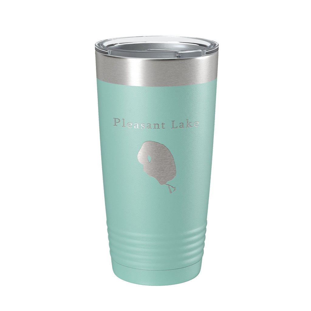 Pleasant Lake Map Tumbler Travel Mug Insulated Laser Engraved Coffee Cup Michigan 20 oz