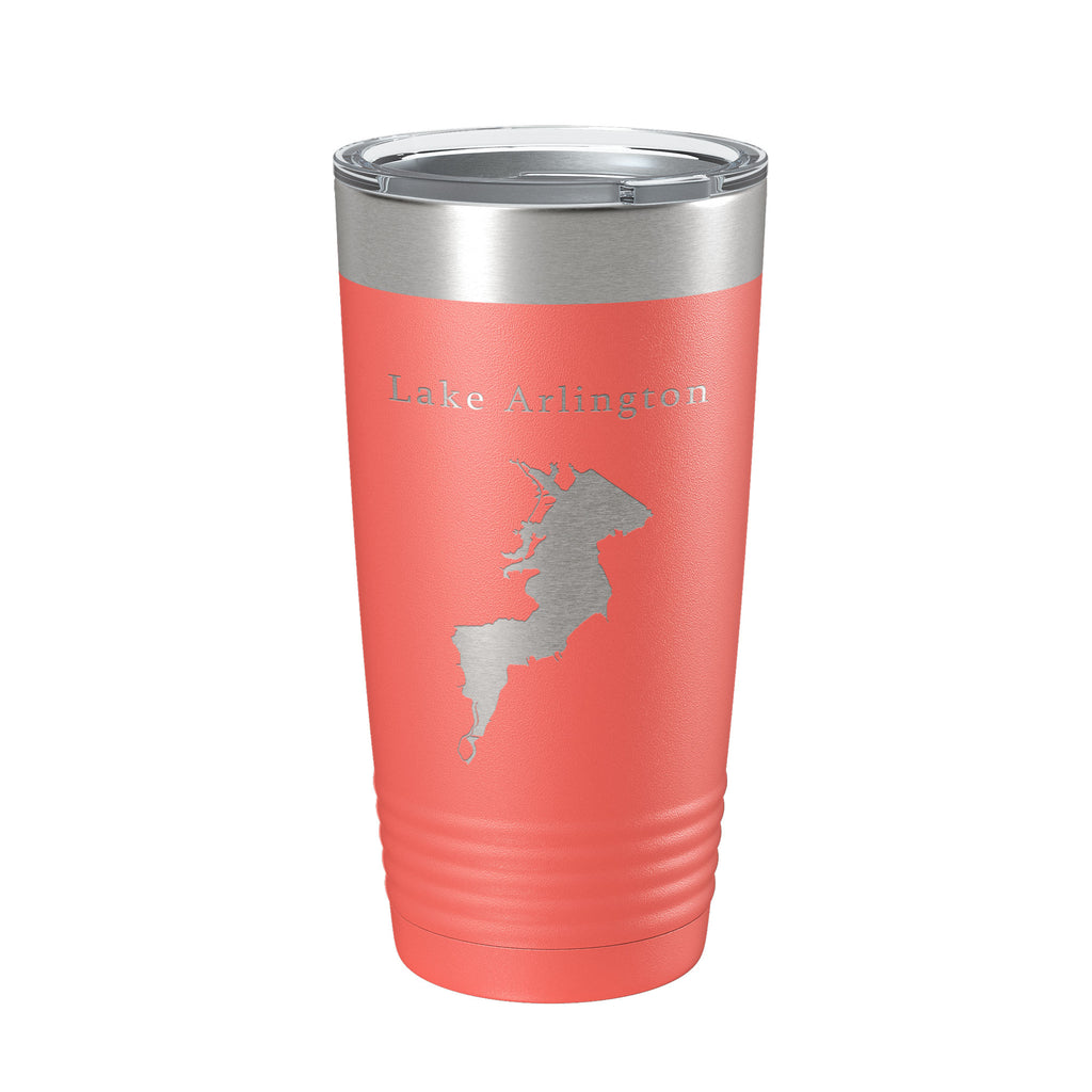 Lake Arlington Map Tumbler Travel Mug Insulated Laser Engraved Coffee Cup Texas 20 oz