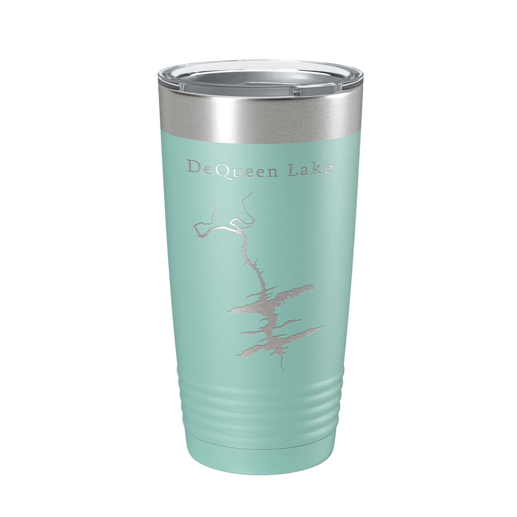 DeQueen Lake Map Tumbler Travel Mug Insulated Laser Engraved Coffee Cup Arkansas 20 oz