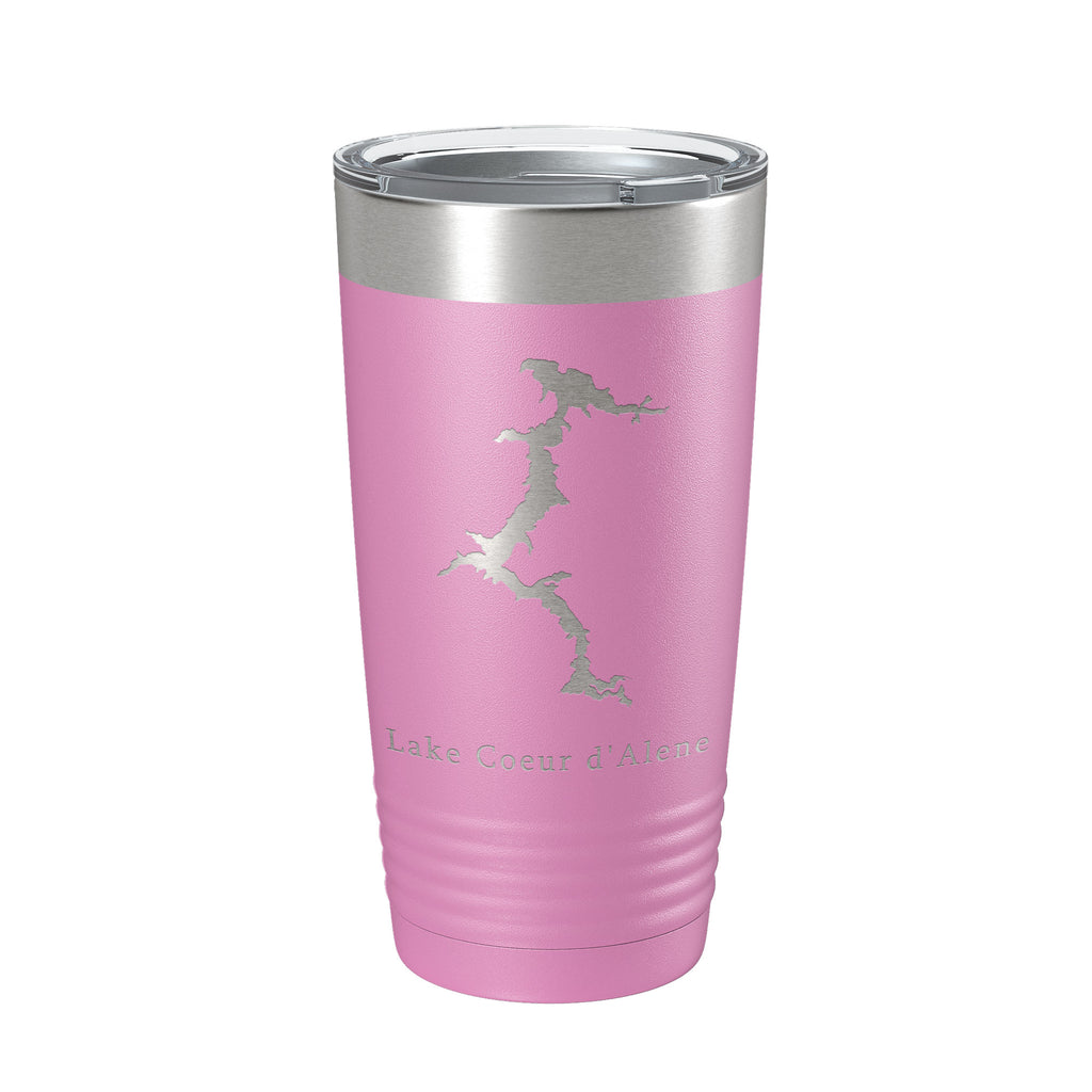 Lake Coeur d'Alene Map Tumbler Travel Mug Insulated Laser Engraved Coffee Cup Idaho 20 oz