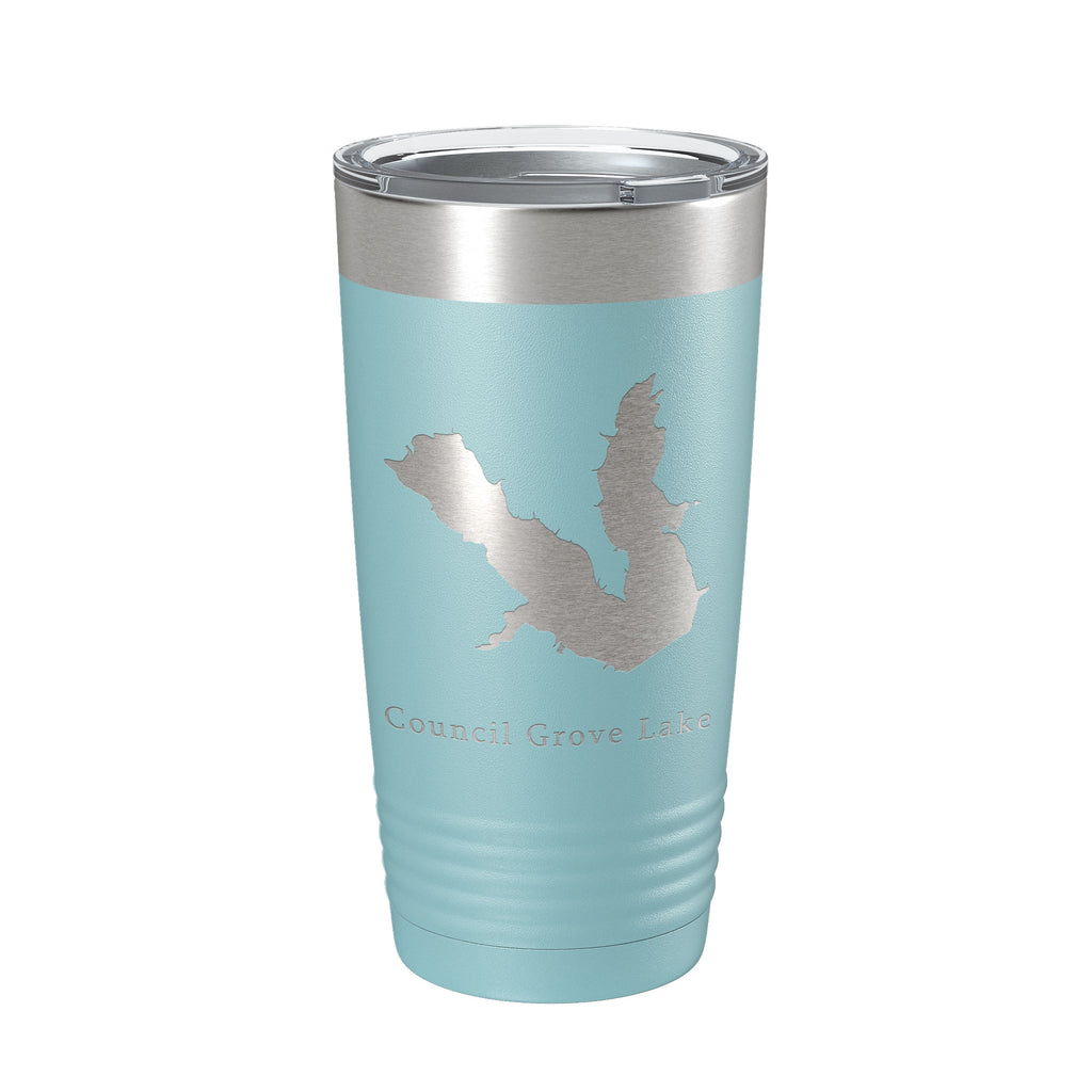 Council Grove Lake Map Tumbler Travel Mug Insulated Laser Engraved Coffee Cup Kansas 20 oz