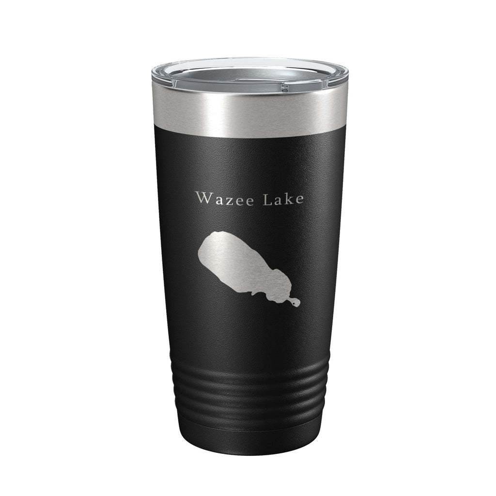 Wazee Lake Map Tumbler Travel Mug Insulated Laser Engraved Coffee Cup Wisconsin 20 oz