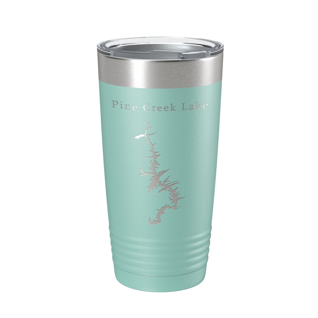 Pine Creek Lake Map Tumbler Travel Mug Insulated Laser Engraved Coffee Cup Oklahoma 20 oz