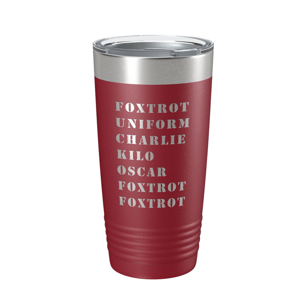 Funny Military Alphabet Tumbler Foxtrot Off Travel Mug Great Gift Idea For Military Veteran Tactical Novelty Insulated Laser Engraved NATO Phonetic Alphabet Coffee Cup 20 oz