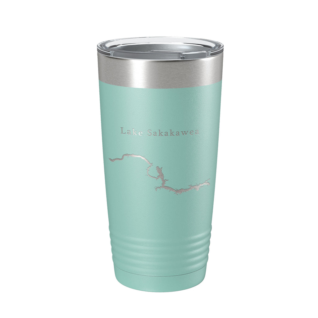 Lake Sakakawea Map Tumbler Travel Mug Insulated Laser Engraved Coffee Cup North Dakota 20 oz