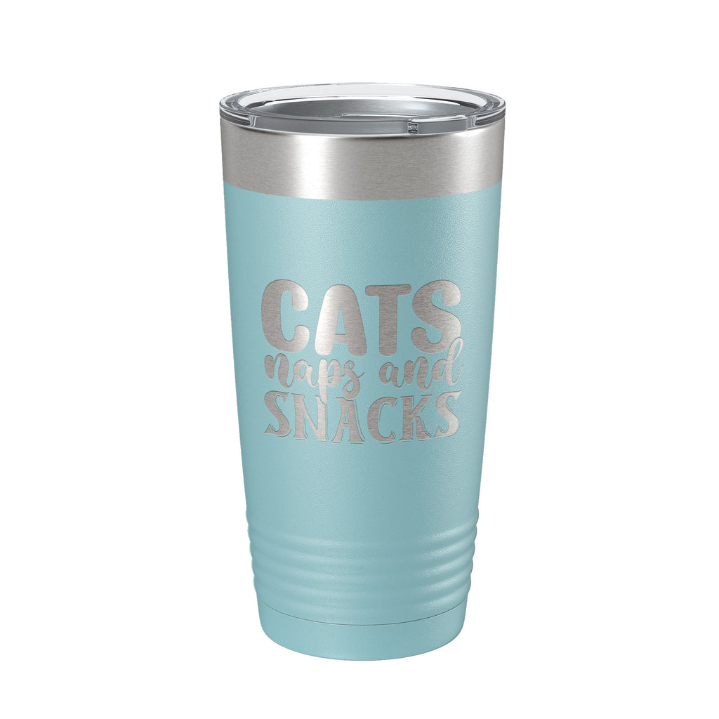 Cats Naps And Snacks Tumbler Travel Mug Funny Cat Lover Gift Insulated Laser Engraved Coffee Cup 20 oz