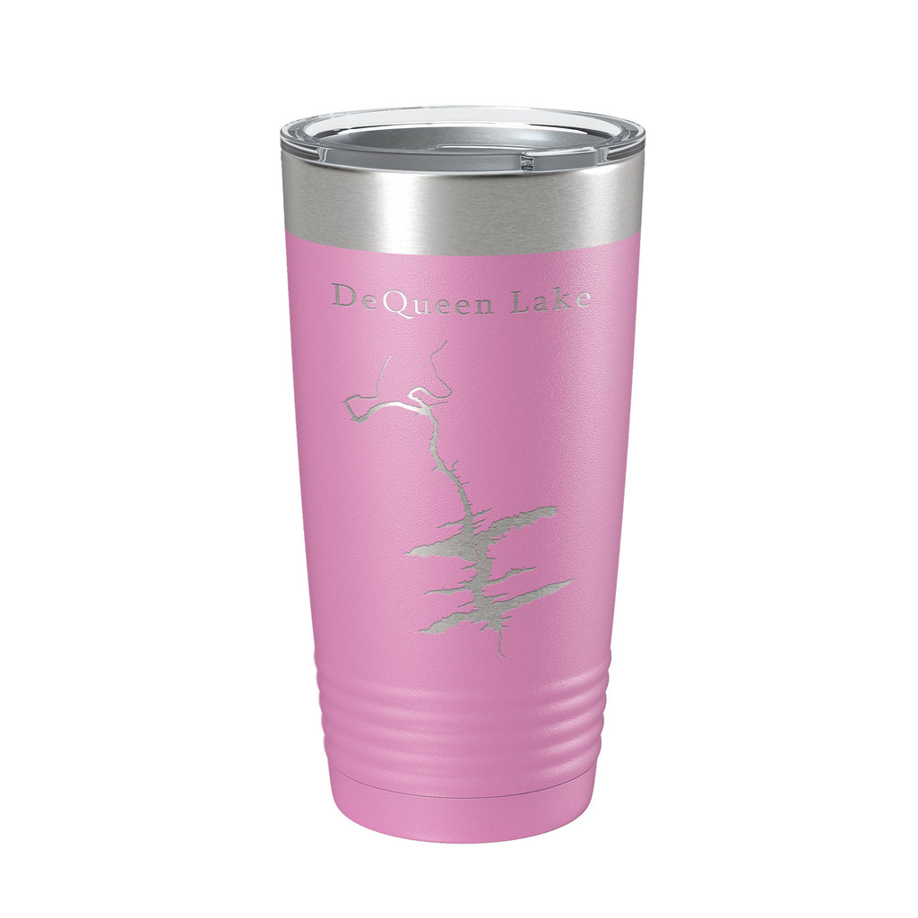 DeQueen Lake Map Tumbler Travel Mug Insulated Laser Engraved Coffee Cup Arkansas 20 oz