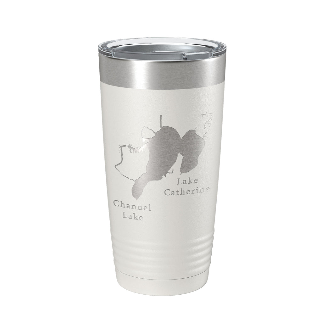 Channel Lake Catherine Lake Map Tumbler Travel Mug Insulated Laser Engraved Coffee Cup Illinois 20 oz