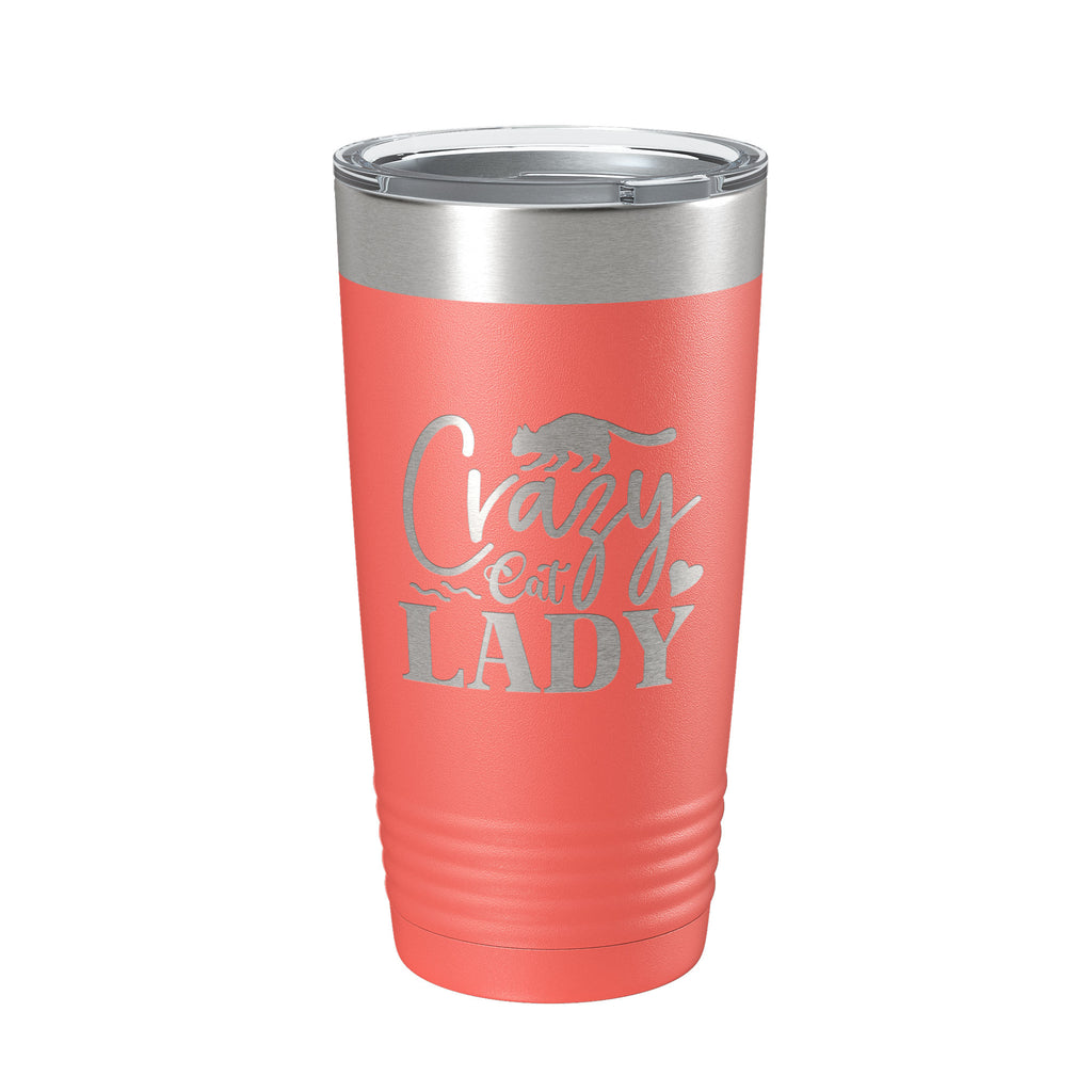 Crazy Cat Lady Tumbler Travel Mug Funny Cat Lover Gift Insulated Laser Engraved Coffee Cup 20 oz