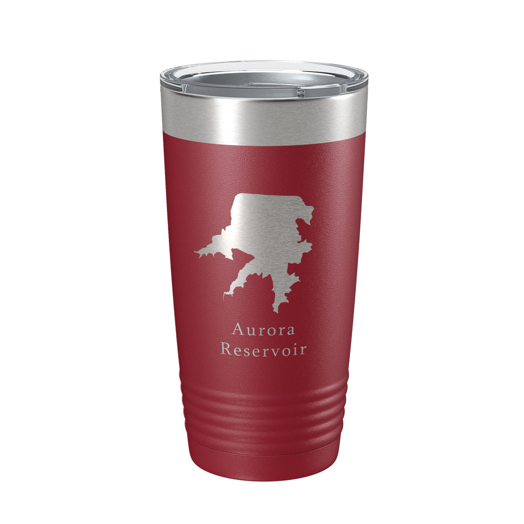 Aurora Reservoir Tumbler Lake Map Travel Mug Insulated Laser Engraved Coffee Cup Colorado 20 oz