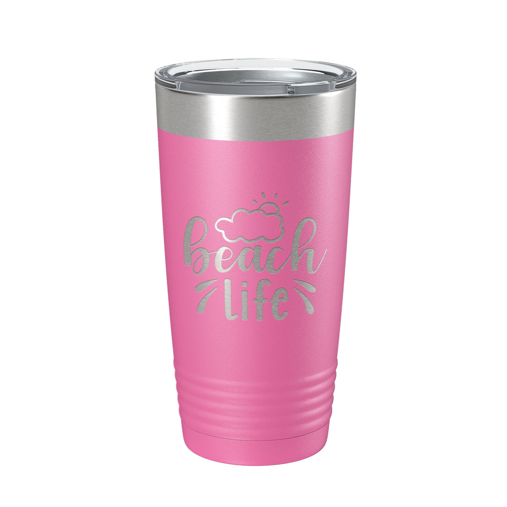 Beach Life Tumbler Sunshine Travel Mug Insulated Laser Engraved Coffee Cup 20 oz