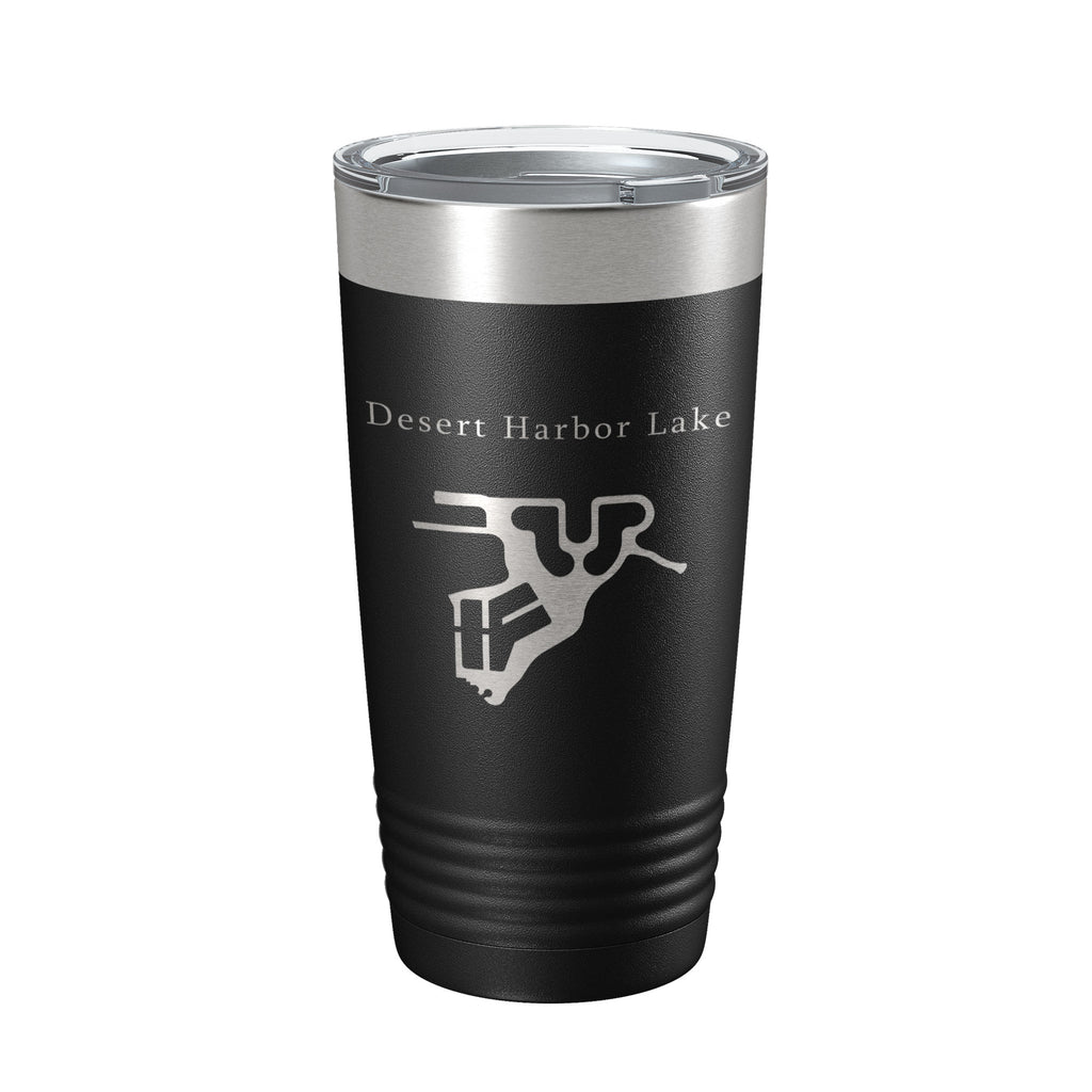 Desert Harbor Lake Map Tumbler Travel Mug Insulated Laser Engraved Coffee Cup Arizona 20 oz