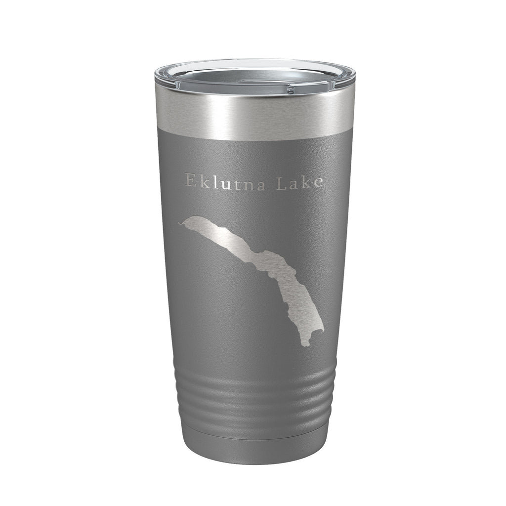 Eklutna Lake Map Tumbler Travel Mug Insulated Laser Engraved Coffee Cup Alaska 20 oz