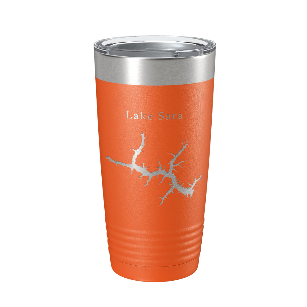 Lake Sara Map Tumbler Travel Mug Insulated Laser Engraved Coffee Cup Illinois 20 oz