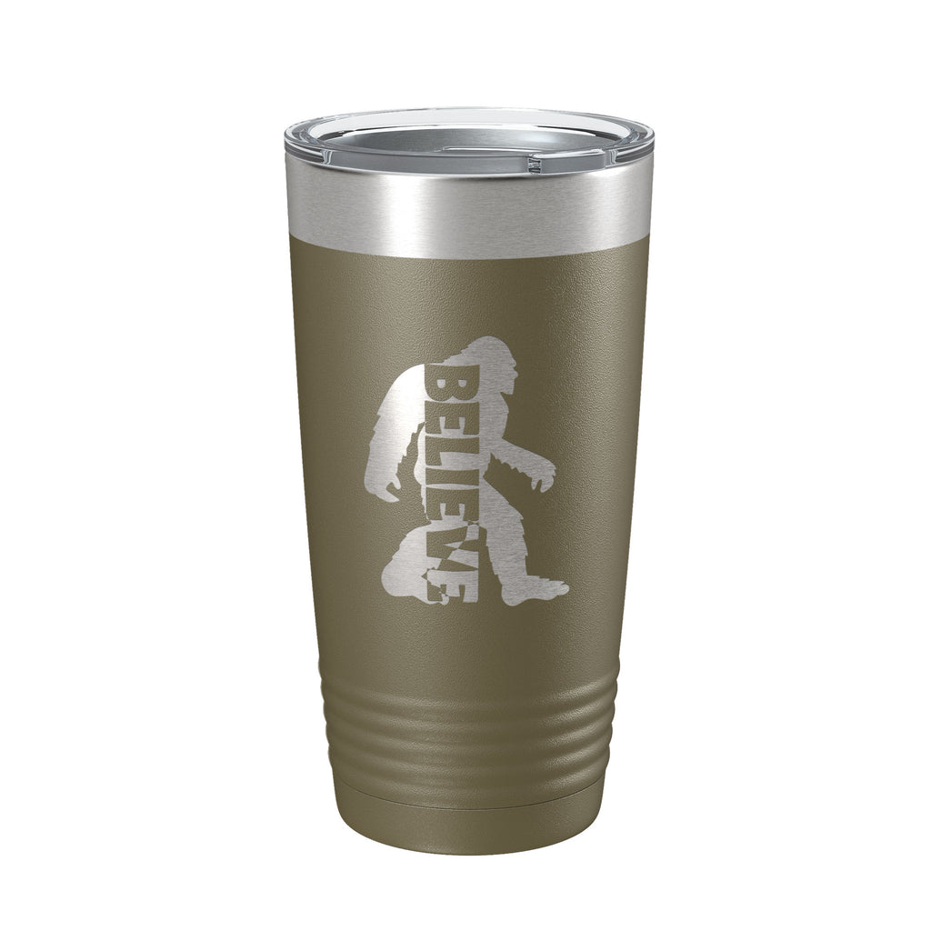 Bigfoot Tumbler I Believe Travel Mug Sasquatch Outdoorsman Camping Gift Insulated Laser Engraved Coffee Cup 20 oz