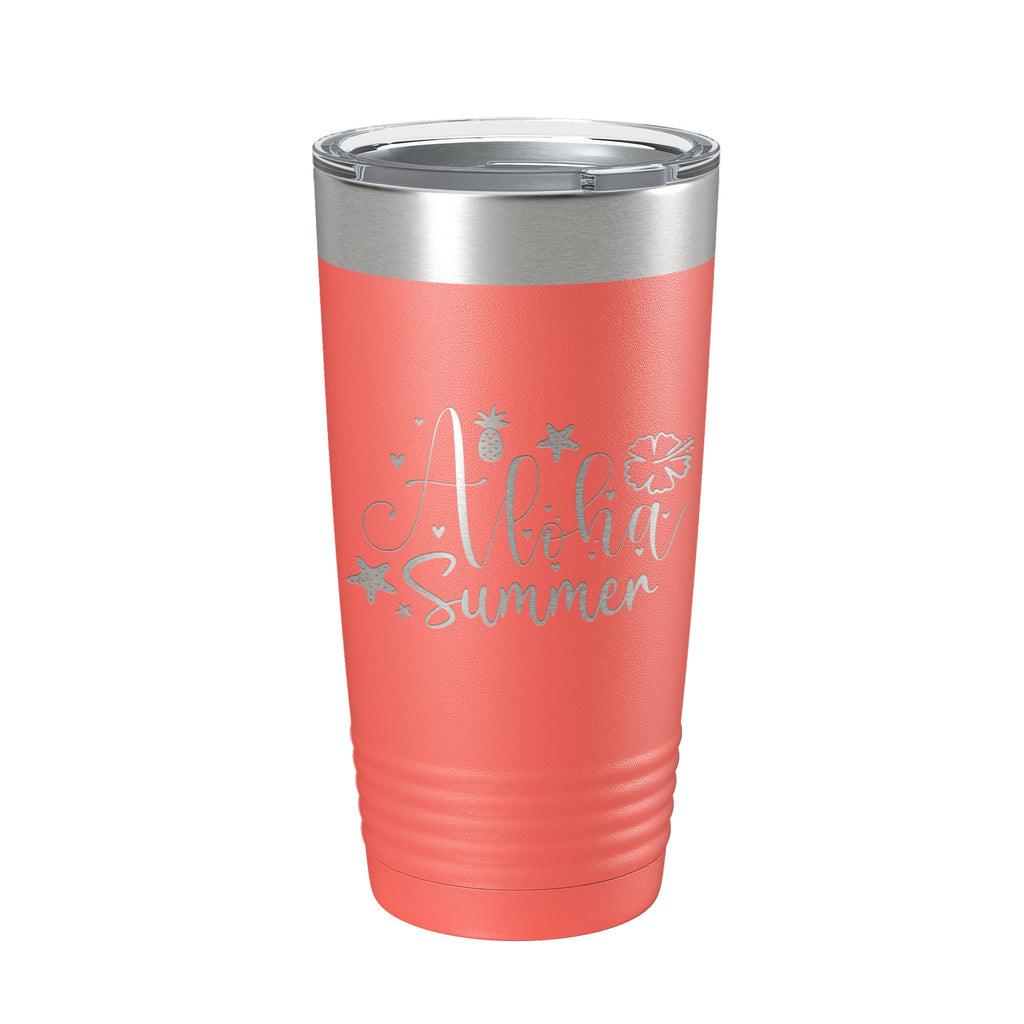 Aloha Summer Tumbler Travel Mug Insulated Laser Engraved Coffee Cup 20 oz