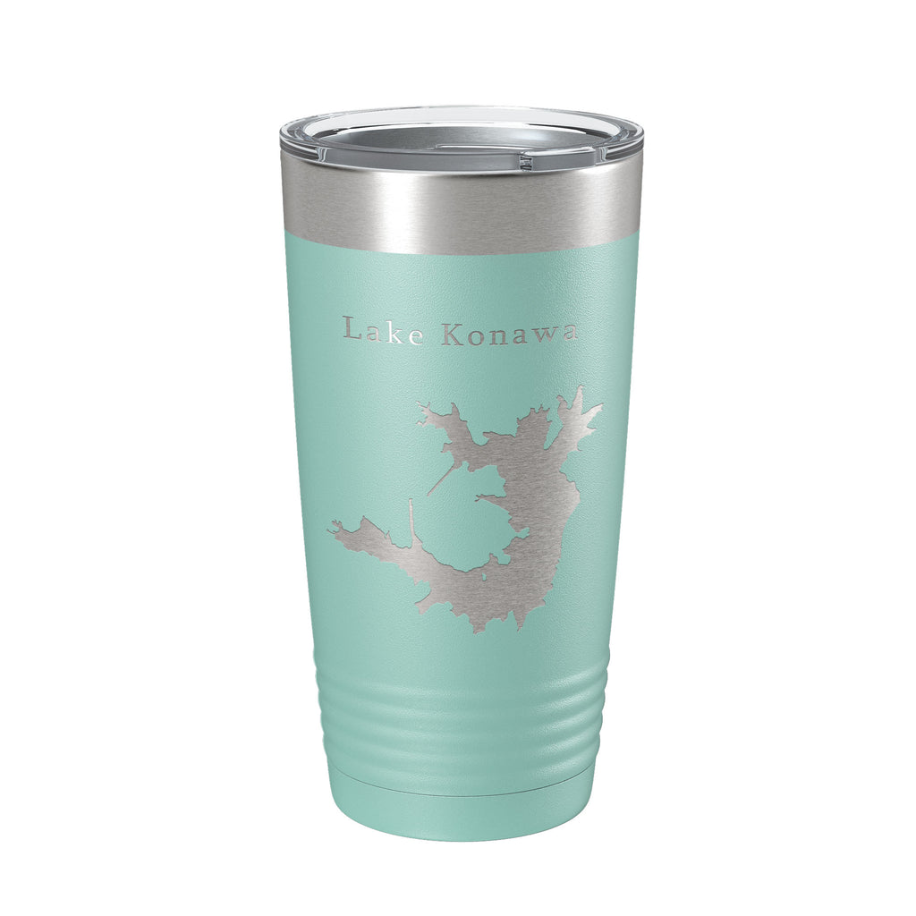 Lake Konawa Map Tumbler Travel Mug Insulated Laser Engraved Coffee Cup Oklahoma 20 oz