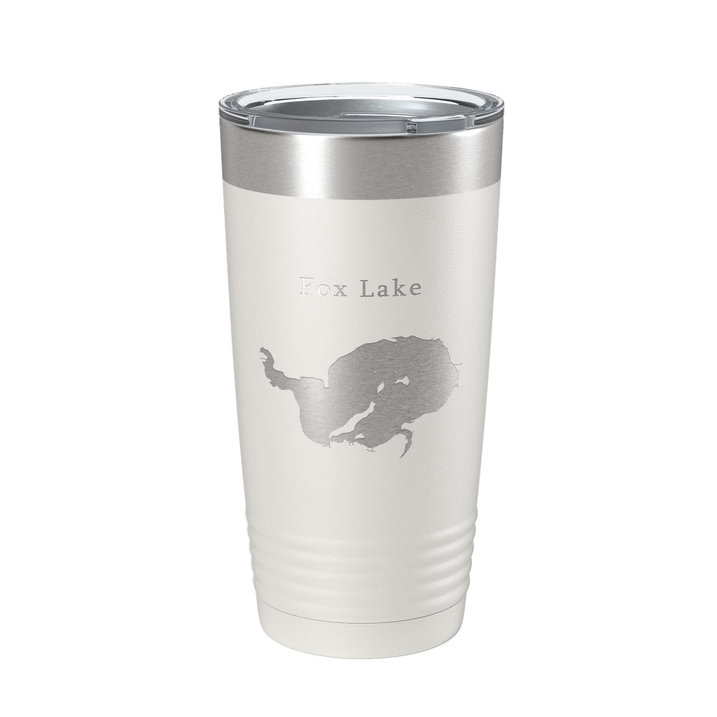 Fox Lake Map Tumbler Travel Mug Insulated Laser Engraved Coffee Cup Wisconsin 20 oz