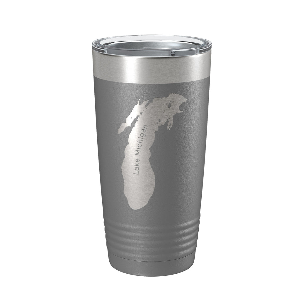 Lake Michigan Map Tumbler Travel Mug Insulated Laser Engraved Coffee Cup Illinois Wisconsin Indiana Michigan 20 oz