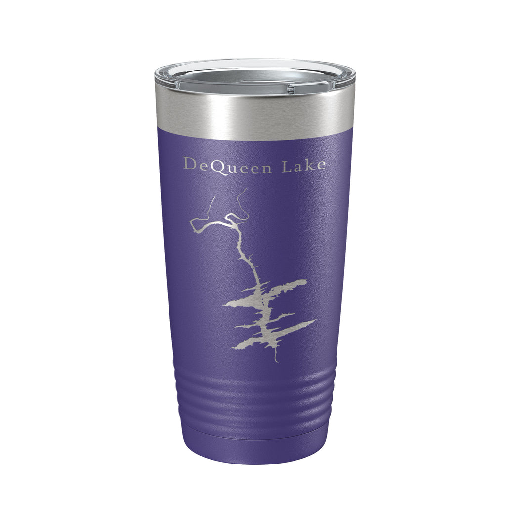 DeQueen Lake Map Tumbler Travel Mug Insulated Laser Engraved Coffee Cup Arkansas 20 oz