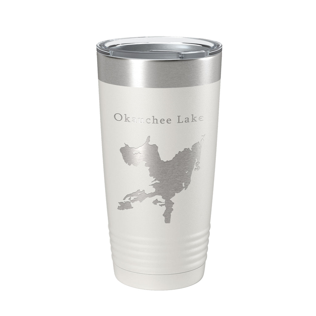 Okauchee Lake Map Tumbler Travel Mug Insulated Laser Engraved Coffee Cup Wisconsin 20 oz