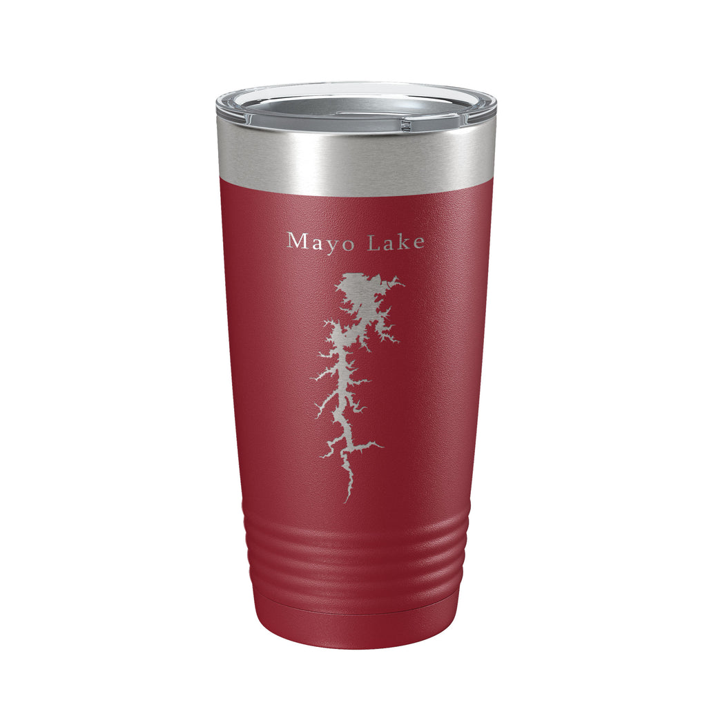 Mayo Lake Map Tumbler Travel Mug Insulated Laser Engraved Coffee Cup North Carolina 20 oz