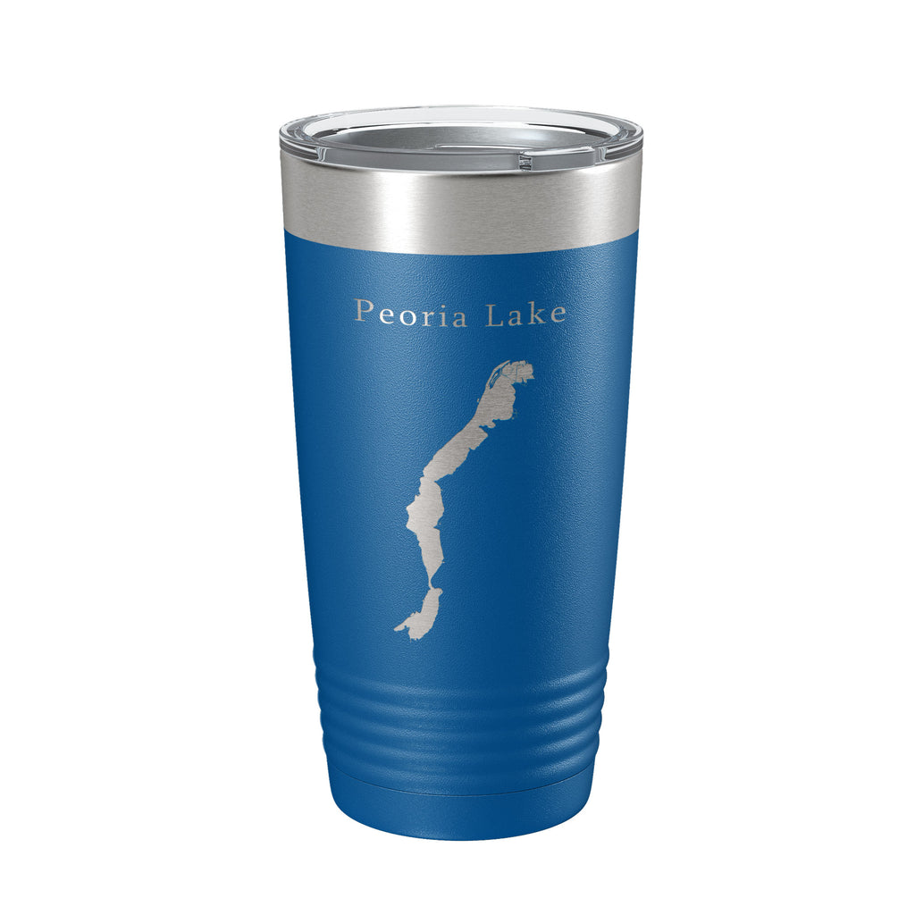 Peoria Lake Map Tumbler Travel Mug Insulated Laser Engraved Coffee Cup Illinois 20 oz