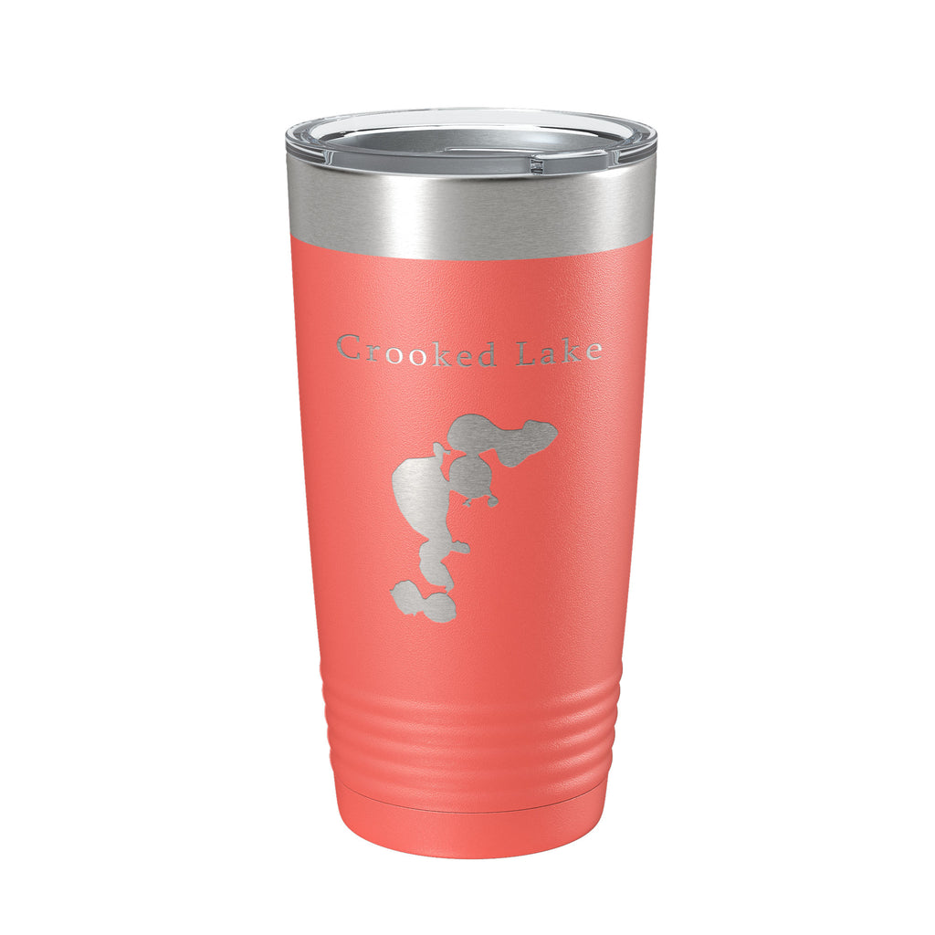 Crooked Lake Map Tumbler Travel Mug Insulated Laser Engraved Coffee Cup Florida 20 oz