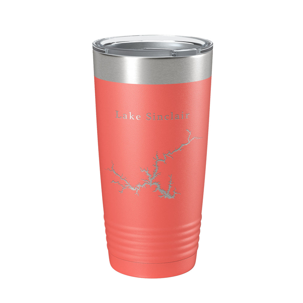 Lake Sinclair Map Tumbler Travel Mug Insulated Laser Engraved Coffee Cup Georgia 20 oz