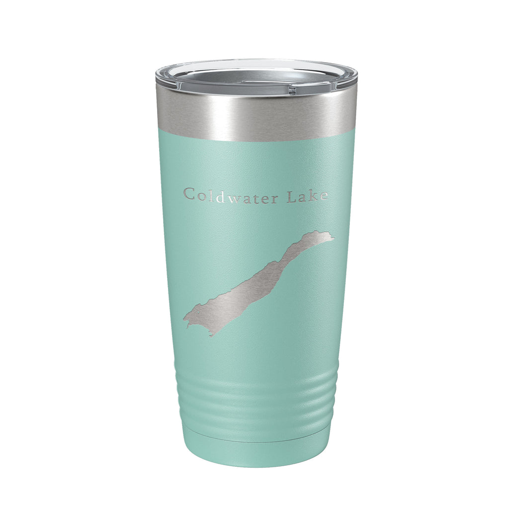 Coldwater Lake Map Tumbler Travel Mug Insulated Laser Engraved Coffee Cup Washington 20 oz