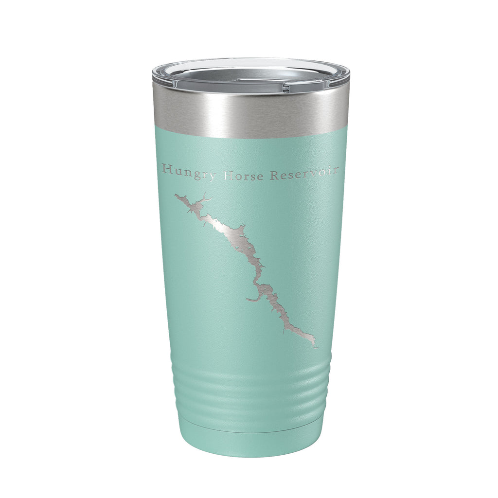 Hungry Horse Reservoir Tumbler Lake Map Travel Mug Insulated Laser Engraved Coffee Cup Montana 20 oz