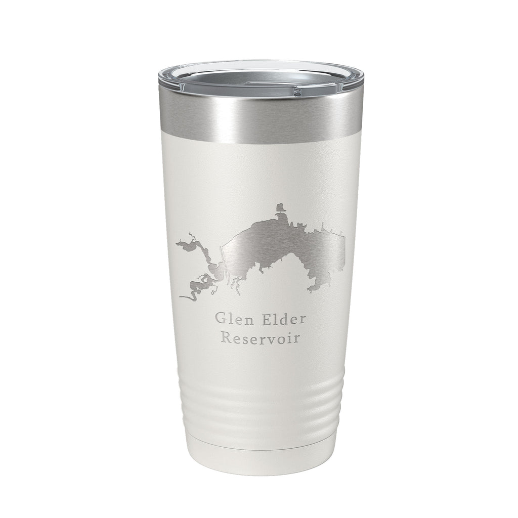 Glen Elder Reservoir Tumbler Lake Map Travel Mug Insulated Laser Engraved Coffee Cup Kansas 20 oz