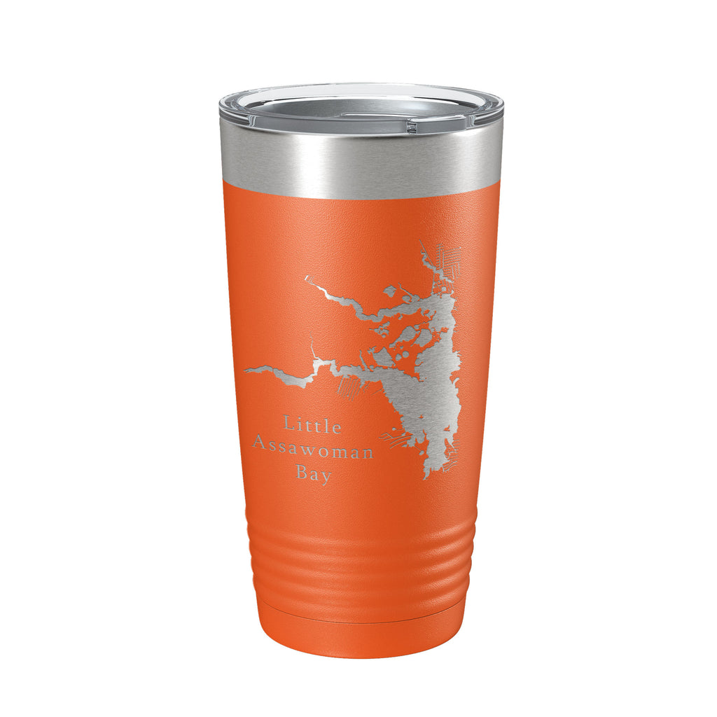 Little Assawoman Bay Tumbler Lake Map Travel Mug Insulated Laser Engraved Coffee Cup Delaware 20 oz