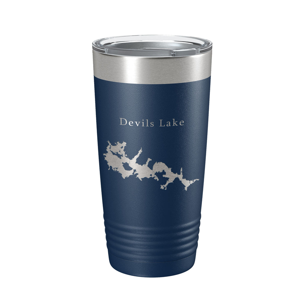 Devils Lake Map Tumbler Travel Mug Insulated Laser Engraved Coffee Cup North Dakota 20 oz