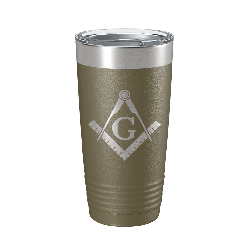 Freemason Tumbler Symbol Travel Mug Gift Insulated Laser Engraved Coffee Cup Compass Square 20 oz