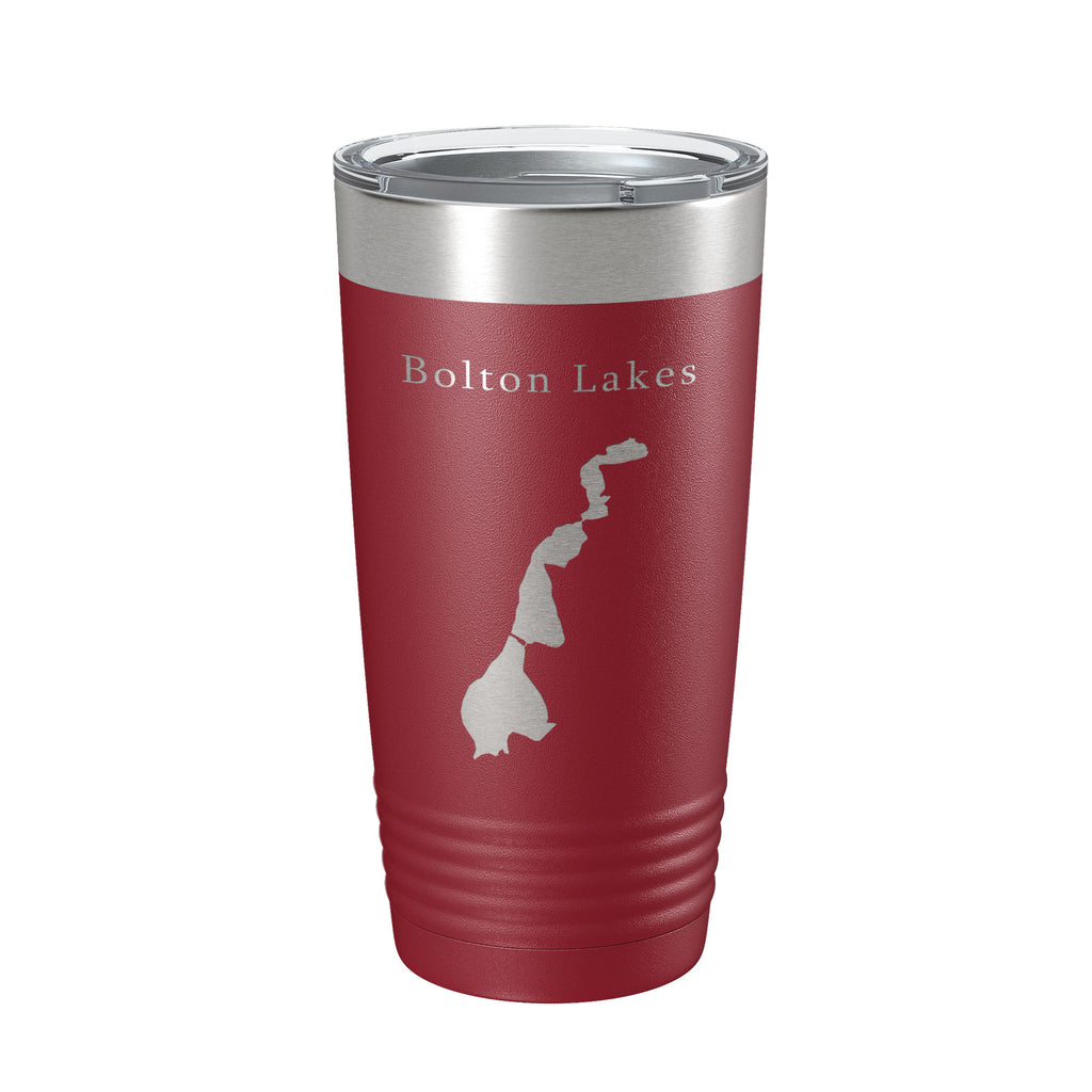 Bolton Lakes Upper Middle Lower Map Tumbler Travel Mug Insulated Laser Engraved Coffee Cup Connecticut 20 oz