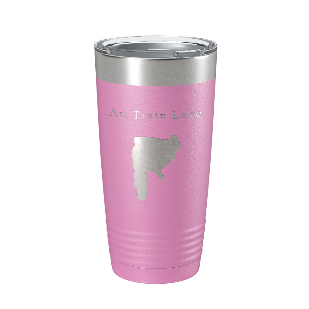 Au Train Lake Map Tumbler Travel Mug Insulated Laser Engraved Coffee Cup Michigan 20 oz