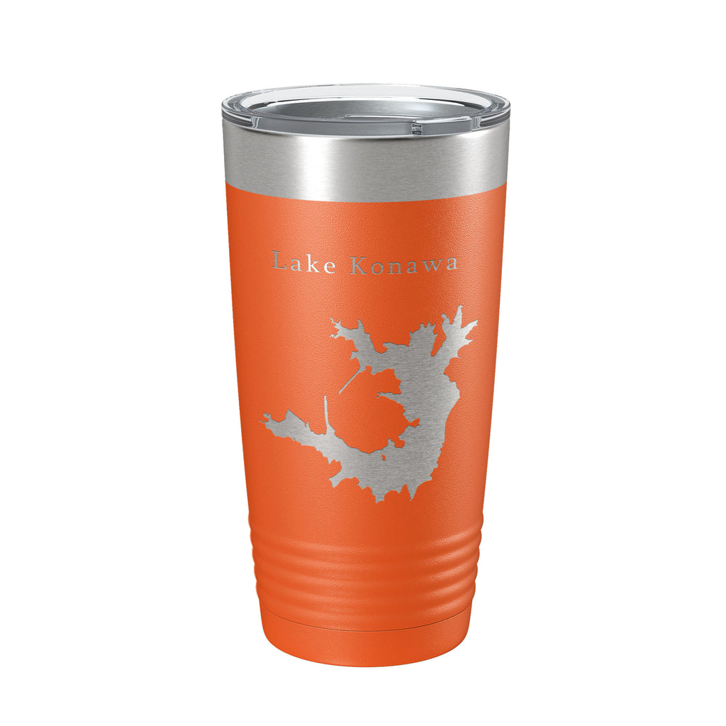 Lake Konawa Map Tumbler Travel Mug Insulated Laser Engraved Coffee Cup Oklahoma 20 oz