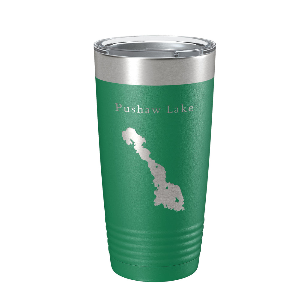 Pushaw Lake Map Tumbler Travel Mug Insulated Laser Engraved Coffee Cup Maine 20 oz