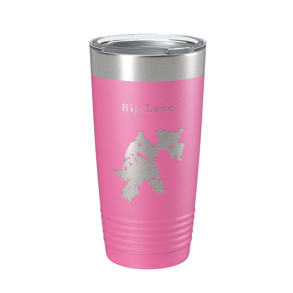 Big Lake Map Tumbler Travel Mug Insulated Laser Engraved Coffee Cup Maine 20 oz