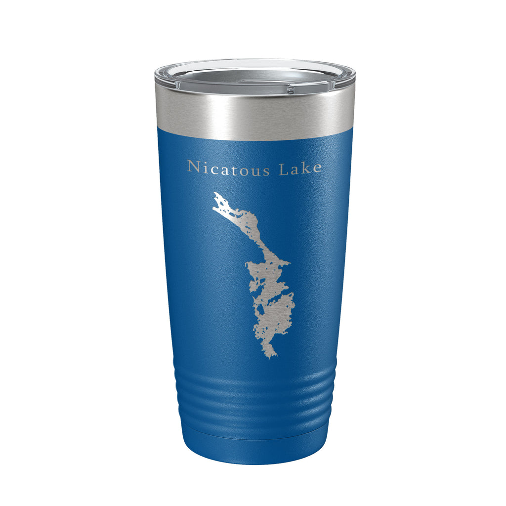 Nicatous Lake Map Tumbler Travel Mug Insulated Laser Engraved Coffee Cup Maine 20 oz