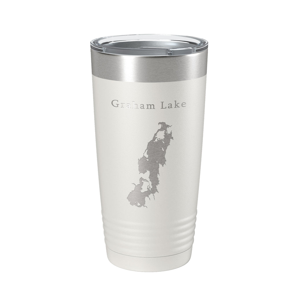 Graham Lake Map Tumbler Travel Mug Insulated Laser Engraved Coffee Cup Maine 20 oz