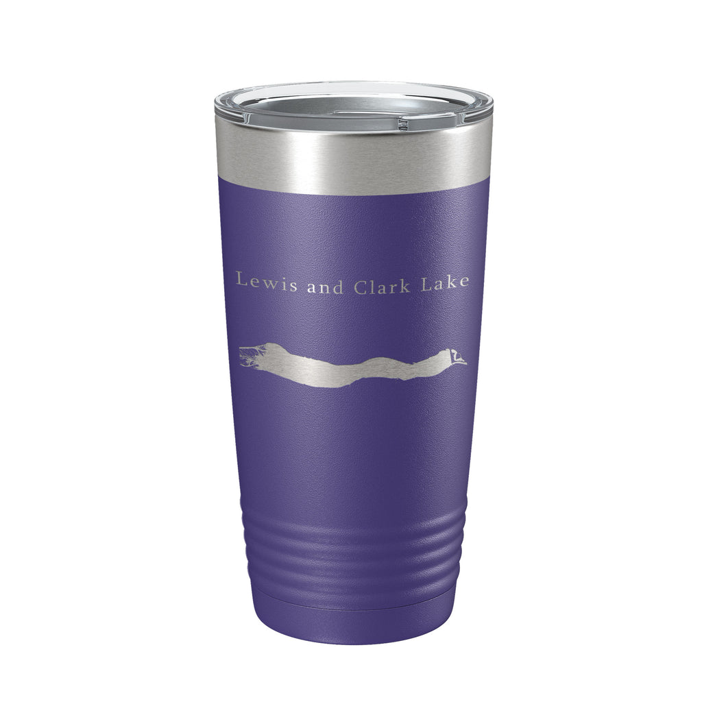 Lewis and Clark Lake Map Tumbler Travel Mug Insulated Laser Engraved Coffee Cup Nebraska South Dakota 20 oz