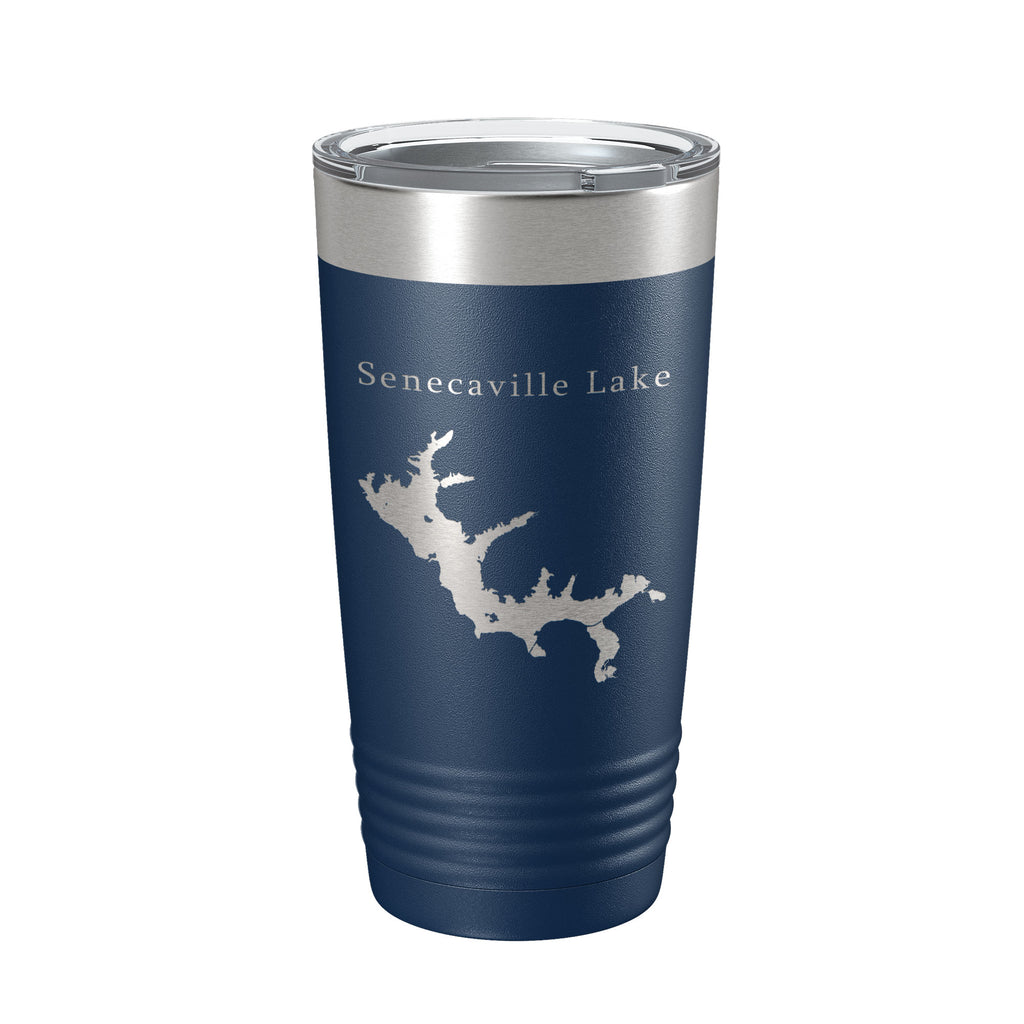 Senecaville Lake Map Tumbler Travel Mug Insulated Laser Engraved Coffee Cup Ohio 20 oz