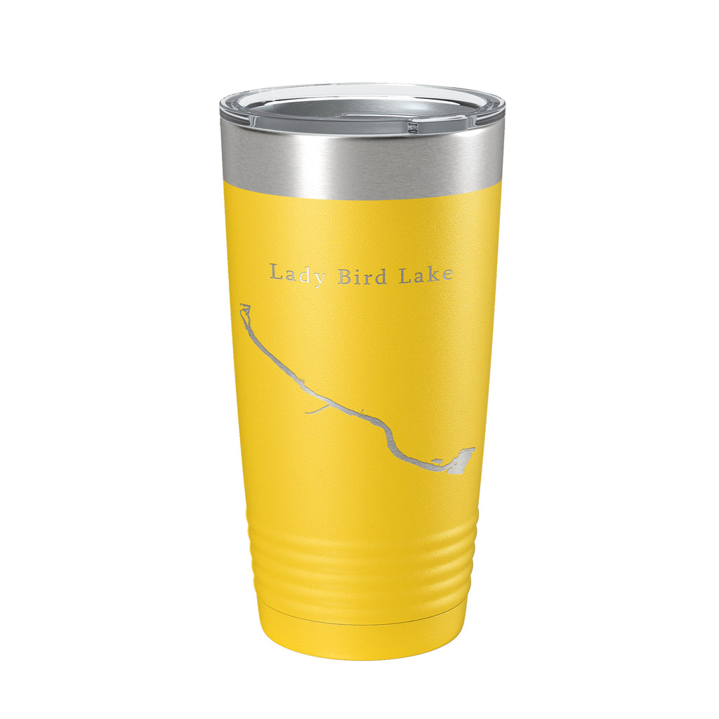 Lady Bird Lake Map Tumbler Travel Mug Insulated Laser Engraved Coffee Cup Austin Texas 20 oz